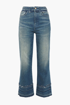 7 For All Mankind Frayed Faded High-rise Kick-flare Jeans