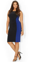 Thumbnail for your product : Lauren Ralph Lauren Plus Size Cap-Sleeve Colorblocked Dress