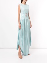 Thumbnail for your product : Amal Al Mulla Belted Pleated Skirt Midi Dress