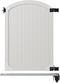 WamBam No-Dig Fence Premium 6 ft. x 4 ft. White Vinyl Arched Privacy Gate w/ Hardware