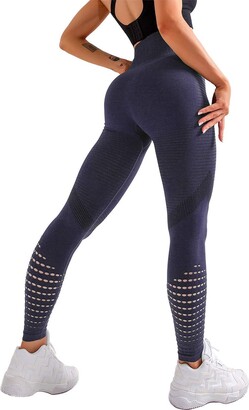 FITTOO Hollow Out Leggings Ripped Pants Gym Sports Seamless high