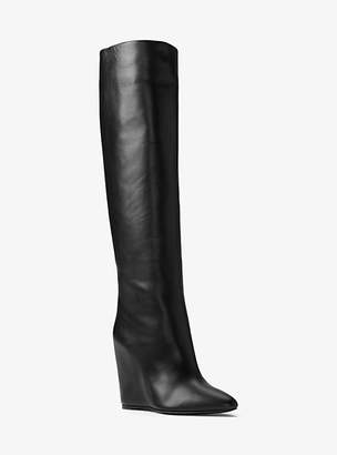 Michael Kors Steff Calf Leather Wedge Boot