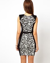 Thumbnail for your product : Warehouse Panelled Jacquard Shoulder Dress