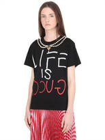 Thumbnail for your product : Gucci Embellished Print Cotton Jersey T-Shirt