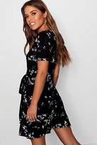 Thumbnail for your product : boohoo NEW Womens Petite Floral Wrap Frill Hem Dress in Polyester