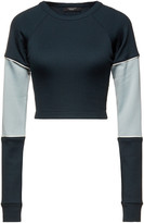 Thumbnail for your product : Twenty Montreal Cropped two-tone cotton-blend jacquard top - Blue - L