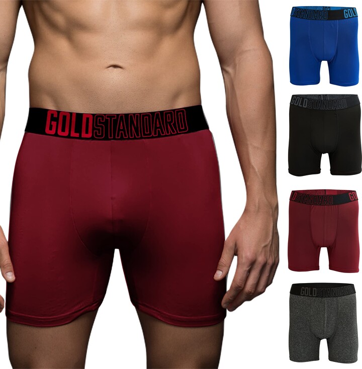 Gold Standard 4Pack Men's Athletic Underwear Performance Boxer Briefs For Men Pack Anti