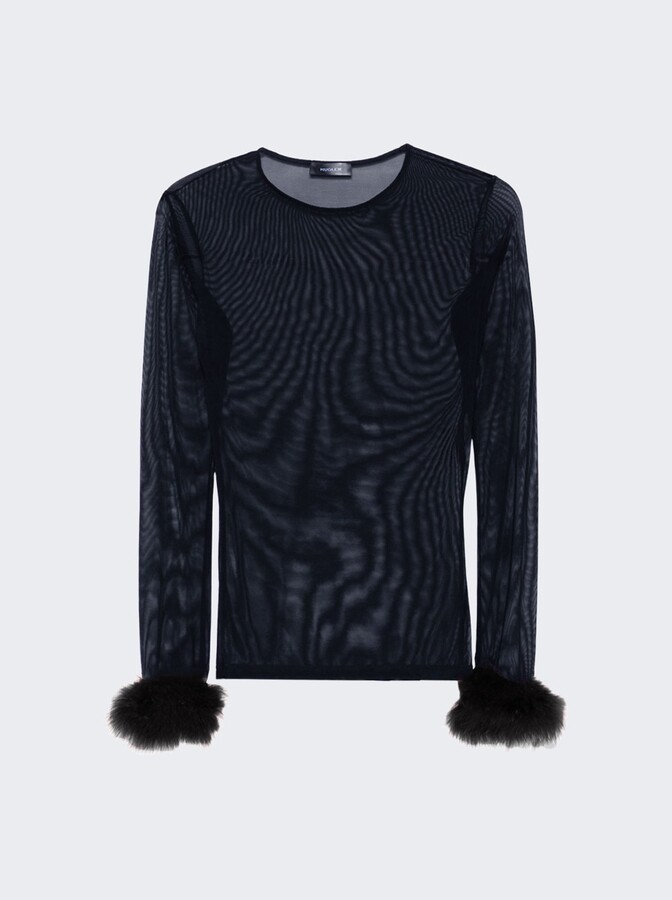 Thierry Mugler Marabou Mesh Top Black