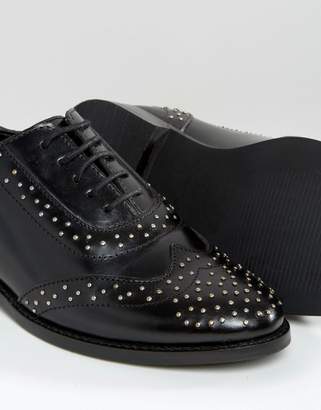 ASOS Mazzie Leather Studded Flat Shoes