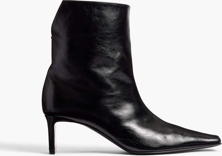 Ona Ankle Boot in Black Glazed Leather