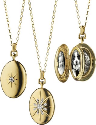 Monica Rich Kosann 18K Yellow Gold Four Image Premier Diamond Starburst Locket Necklace
