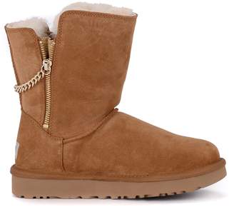 UGG Classic Short Sparkle Zip Brown Suede Ankle Boots