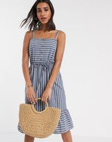 Thumbnail for your product : Vero Moda midi sundress with tie waist in chambray blue stripe