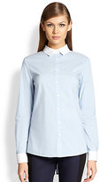 Thumbnail for your product : St. John Pinstripe Back-Drawstring Shirt