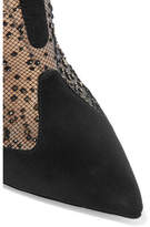 Thumbnail for your product : Christian Louboutin Papilloboot 100 Embellished Mesh And Suede Ankle Boots - Black