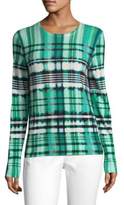 Ombre Plaid Overprinted Sweater 