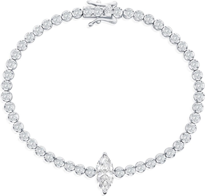 Simona Sterling Silver Marquise & Round Cz Tennis Bracelet