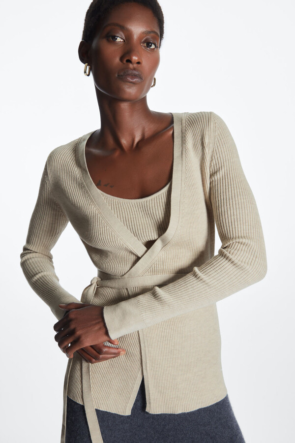 COS Ribbed Wool Wrap Top ShopStyle