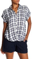 Thumbnail for your product : Lily White Twist Front Plaid Hi-Lo Shirt