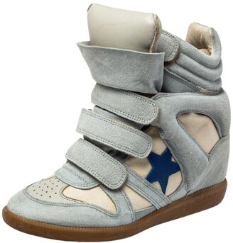 Isabel Marant Blue/Cream Suede And Canvas Bekett Size - ShopStyle