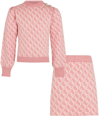 River Island Girls Pink RI monogram skirt outfit