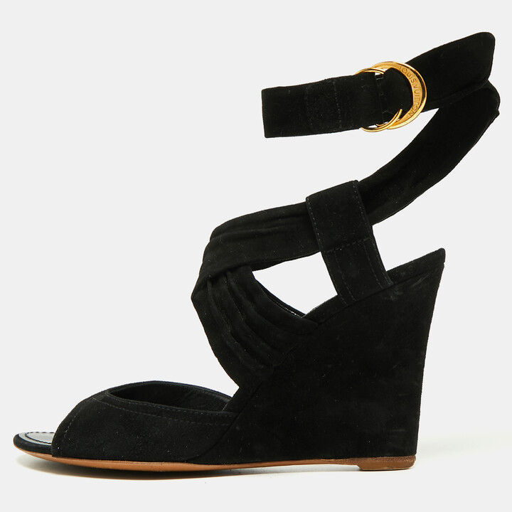 Louis Vuitton Monogram Denim Espadrilles Wedge Sandals - Size 9 / 39 ( –  LuxeDH