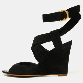 Louis Vuitton Boundry Wedge Sandals Rafia/Leather