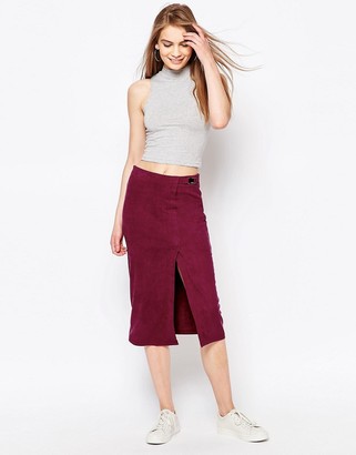 Daisy Street Wrap Front Skirt In Suedette