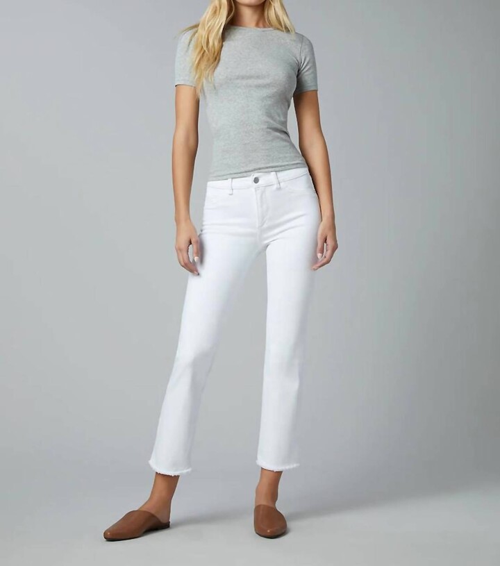 DL1961 - Women's Mara Straight Mid Rise Instasculpt Ankle Jeans In Milk