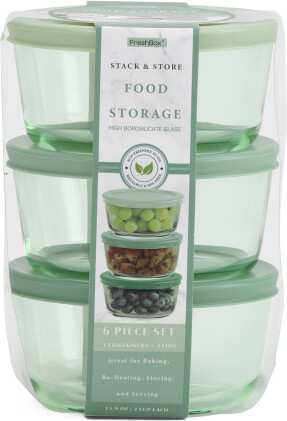 TJMAXX 3Pk 15.9Oz Round Glass Food Storage Set