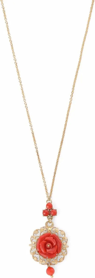 Dolce & Gabbana 18kt yellow gold Rose coral pendant necklace