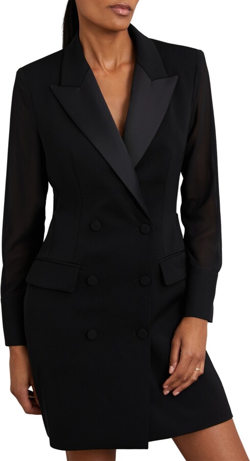 Reiss Women's Sheer-Sleeve Tuxedo Mini Dress