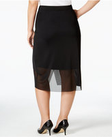 Thumbnail for your product : mblm by Tess Holliday Trendy Plus Size Mesh-Overlay Pencil Skirt