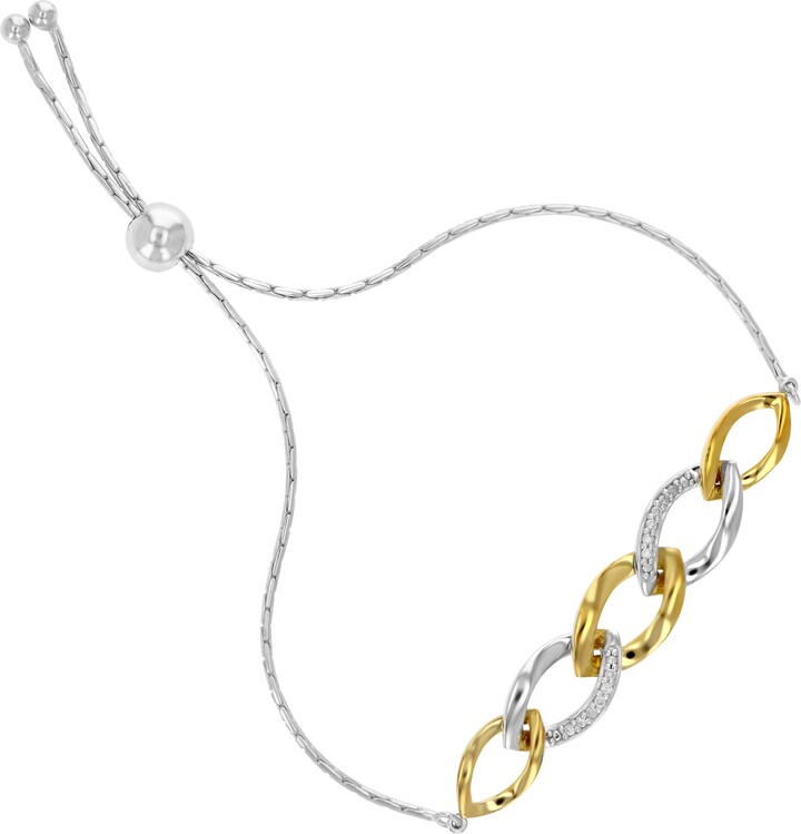 Vir Jewels 1/10 cttw Diamond Bolo Bracelet Yellow Gold Plated over Sterling Silver Links