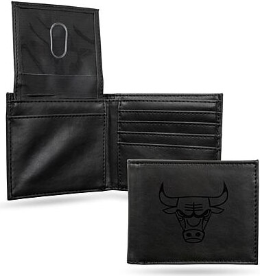 Rico NBA Laser-Engraved Black Billfold Wallet - Bulls