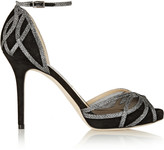 Thumbnail for your product : Jimmy Choo Mambo textured-lamé and suede sandals