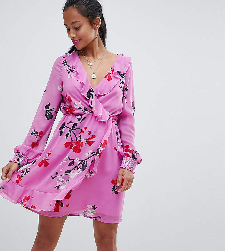 Vero Moda Petite floral wrap dress in pink - ShopStyle Clothes and Shoes
