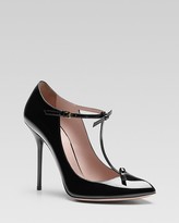 Thumbnail for your product : Gucci Beverly Patent Leather T-Strap Pump