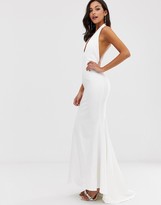 Thumbnail for your product : Jarlo extreme plunge front maxi dress with drop back in white