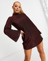 Thumbnail for your product : Flounce London 60's swing dress in glitter burgundy