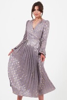 Thumbnail for your product : Little Mistress Satin Pleated Wrap Midaxi Dress