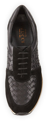 Sesto Meucci Casia Woven Leather Sneaker, Black