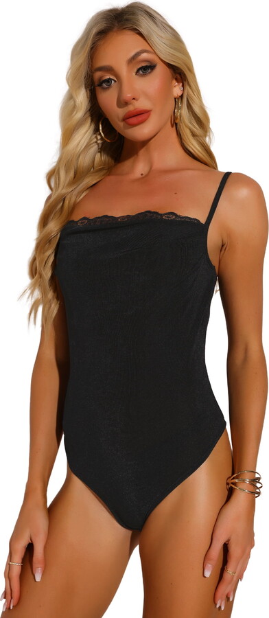 DARING DIVA Ruch Lace Bodysuit Square Neck Bodysuits XS Black