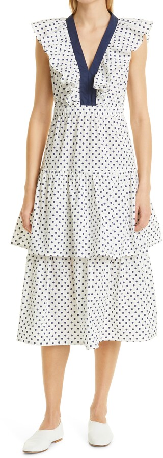 black and white polka dot ruffle dress
