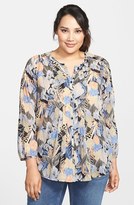 Thumbnail for your product : Lucky Brand Split Neck Floral Print Blouse (Plus Size)