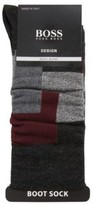 Thumbnail for your product : HUGO BOSS Ribbed boot socks with contrast squares in wool blend