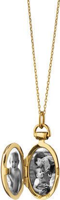 Monica Rich Kosann 18k Gold Petite Oval Locket Necklace with Diamond Star, 17"L