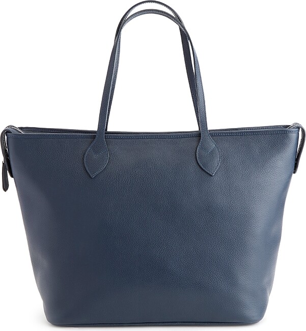 ROYCE New York Pebble Grain Leather Wide Tote