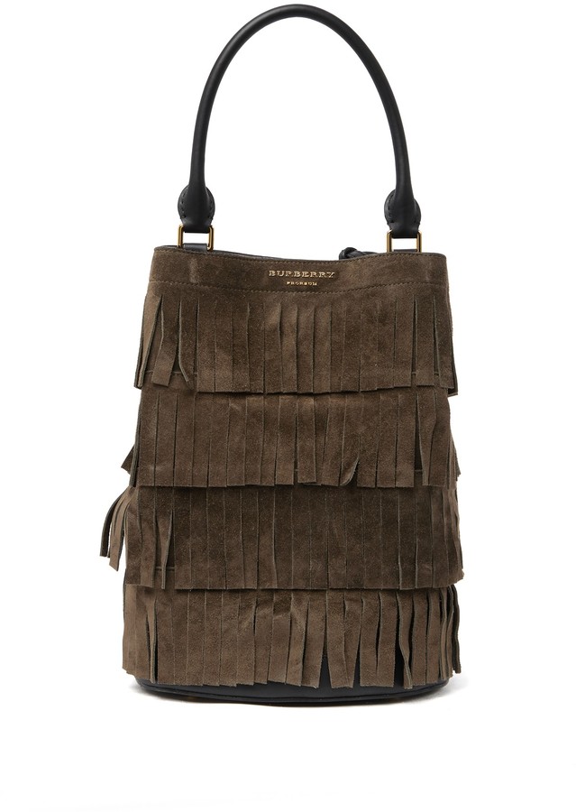 Burberry Prorsum Short Suede Fringe Bucket Bag ShopStyle