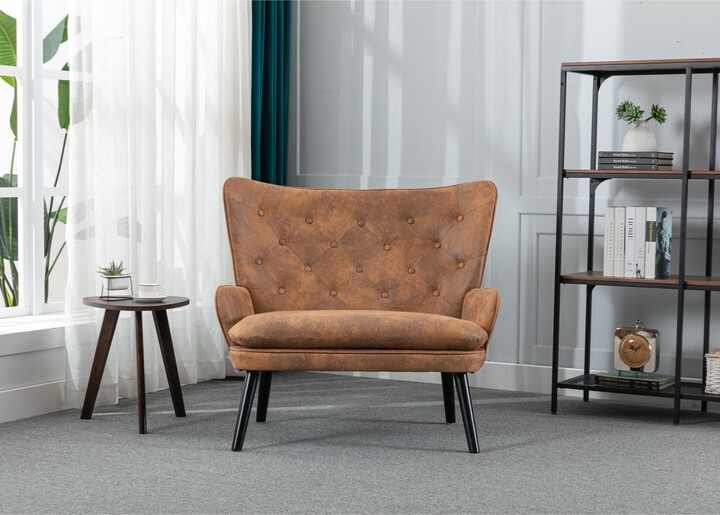 HOMEFUN Polyester Upholstered Tufted High Back Loveseats Chair With